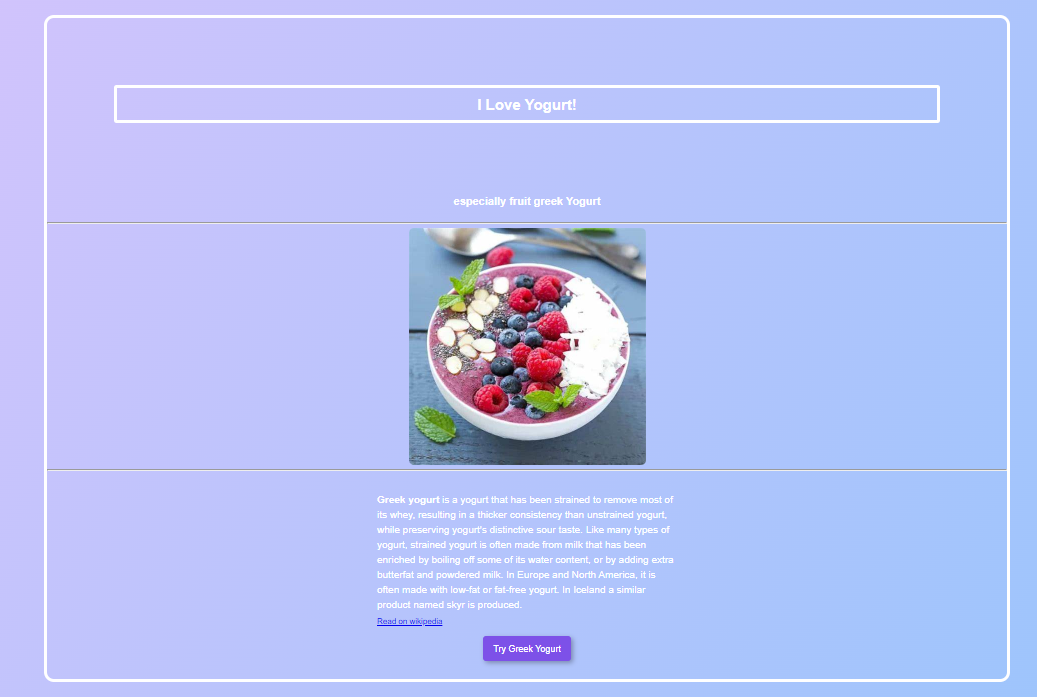 Yogurt project preview